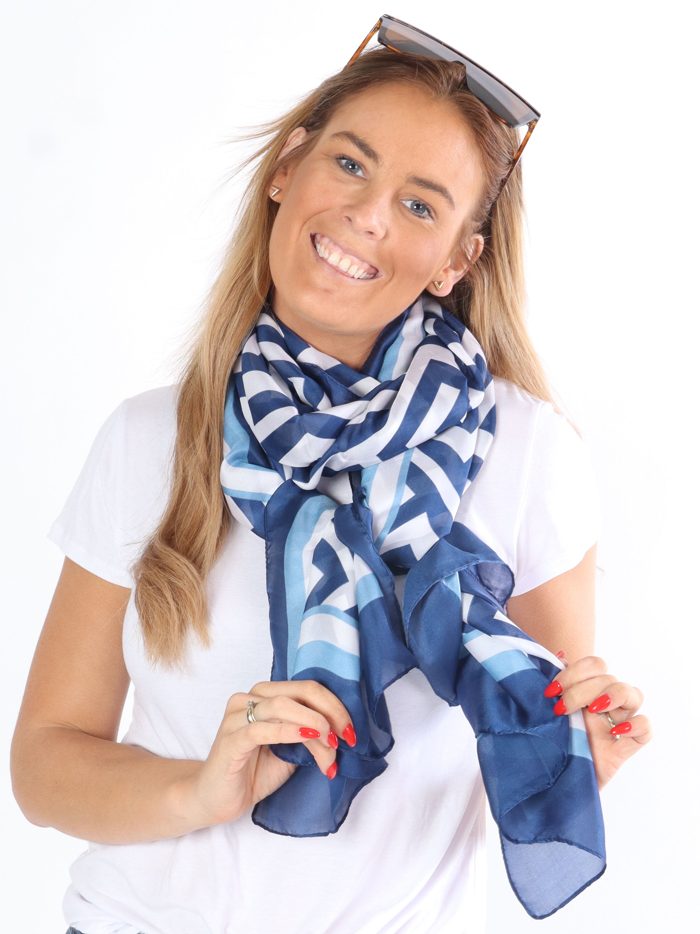 Jill - Mønstret silketørklæde